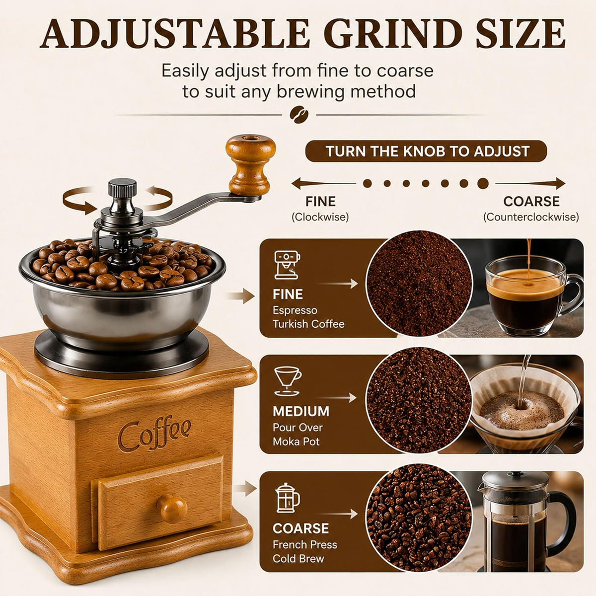 Vintage Wooden Coffee Grinder