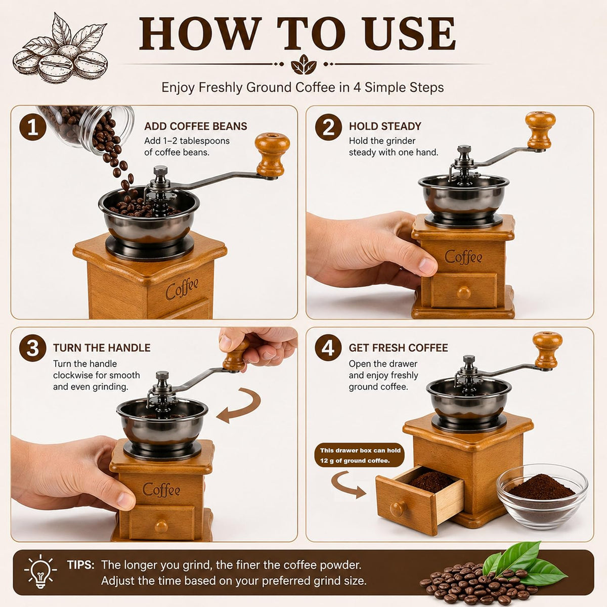 Vintage Wooden Coffee Grinder