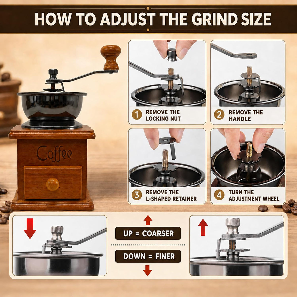 Vintage Wooden Coffee Grinder