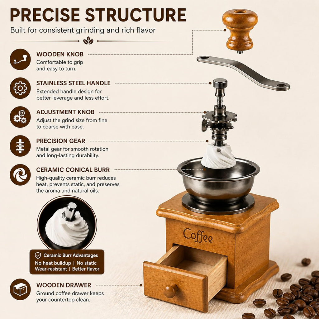 Vintage Wooden Coffee Grinder